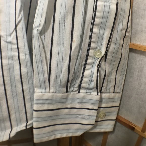 Express 1MX Dress Shirt, XL, White W/ Black & Blue - Picture 3 of 4